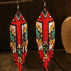 Native American Themed Beaded Earrings